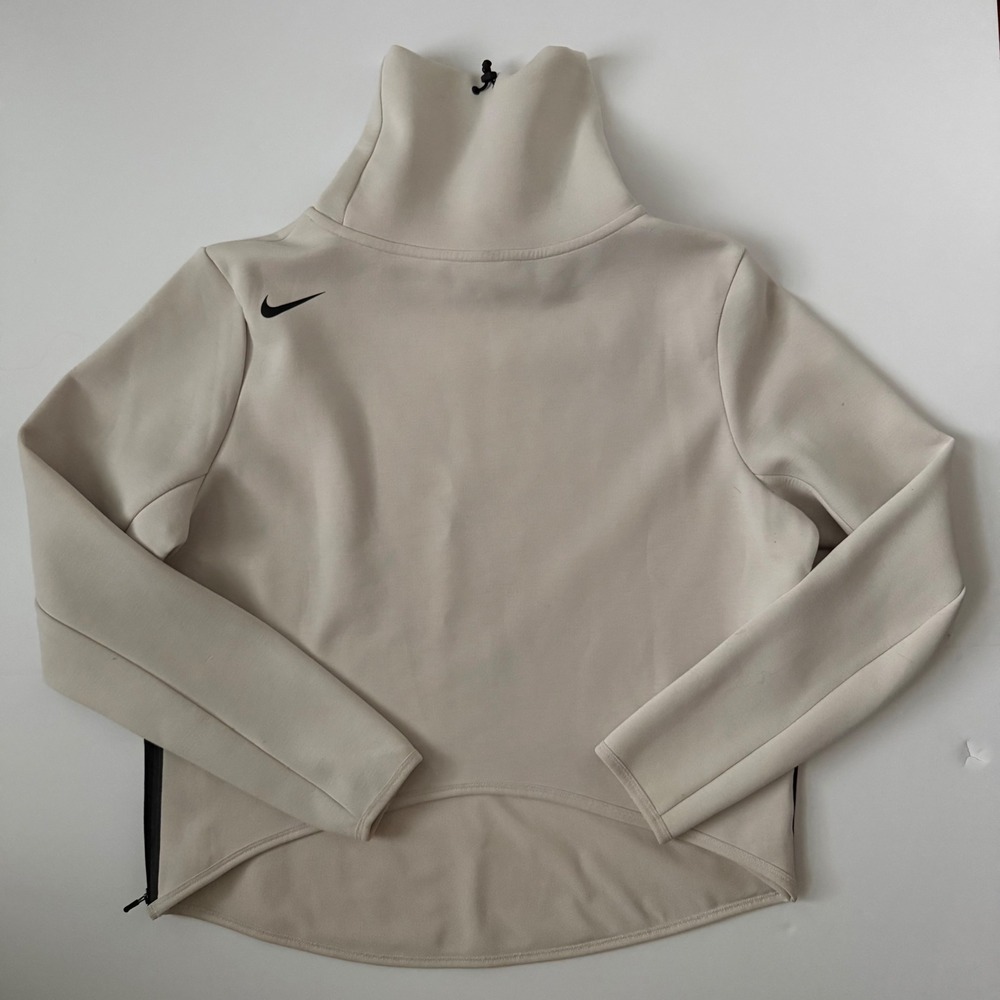 Nike cream dri-fit cropped funnel neck sweatshirt with black Nike logo size M - Picture 6 of 11